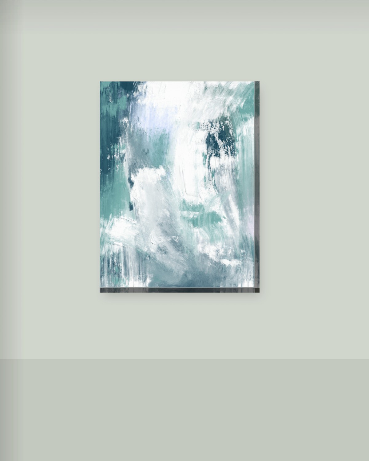 Windy Sea Cycle Nr. 1 as stretched canvas on a muted sage wall