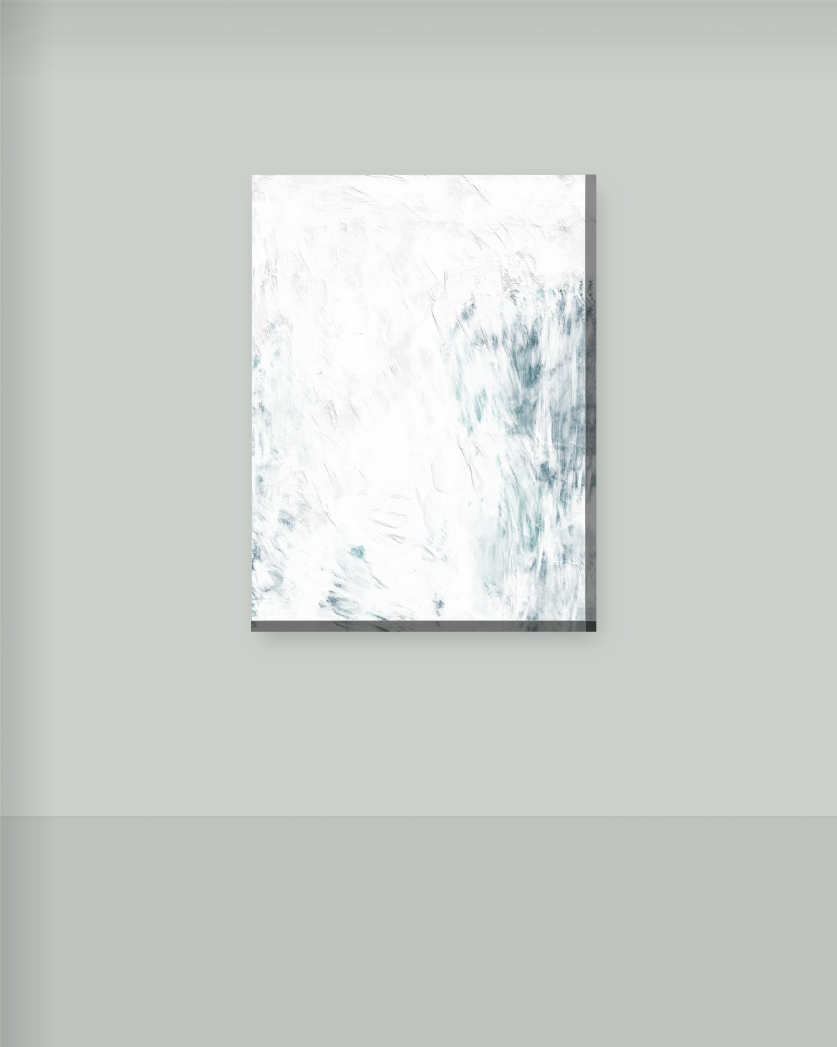 Windy Sea Cycle Nr. 3 as stretched canvas on a soft green wall