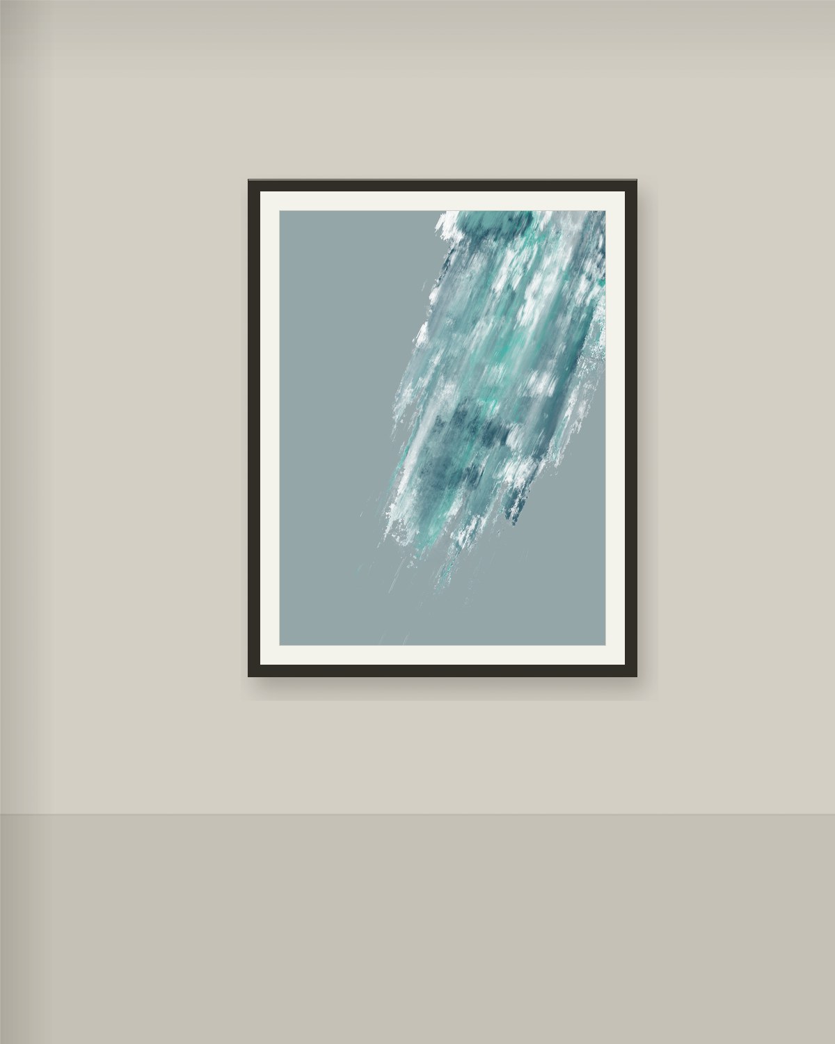 Windy Sea Cycle Nr. 7 framed on a warm sand wall